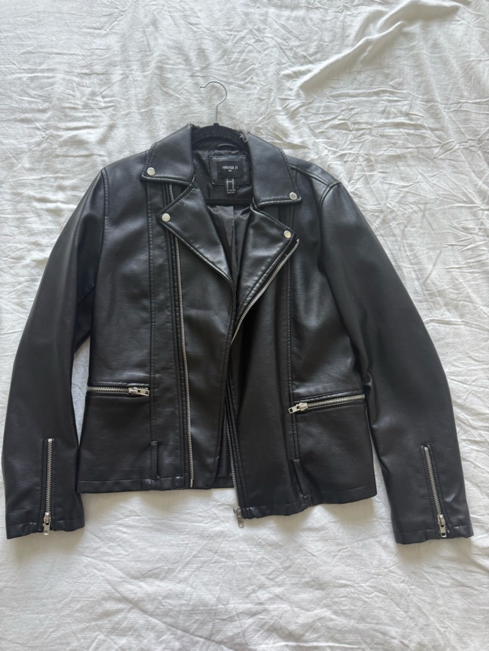 Black Faux Leather Moto Jacket